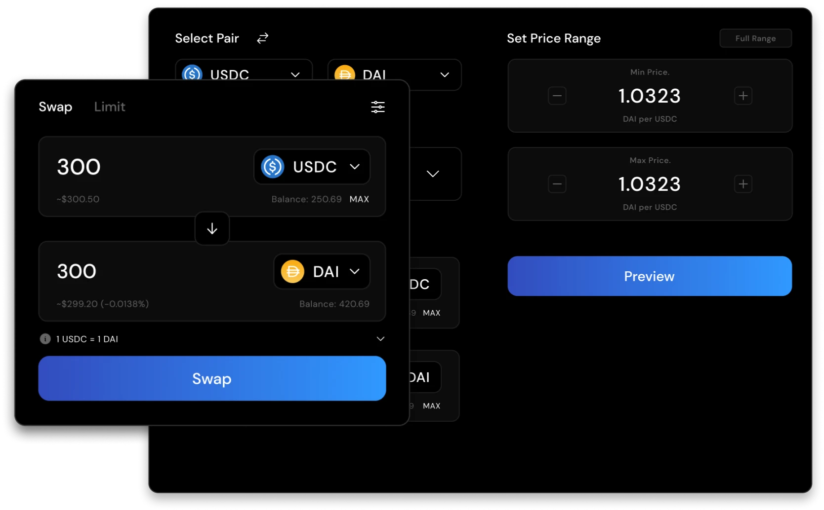Poolshark UI elements
